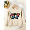 Unisex Kids Crewneck Sweatshirt, Colorful Graffiti Tie Dye 67 Number Print Pullover, Boys Girls Trendy Casual Sweatshirt For Kids Over 4 Years Old
