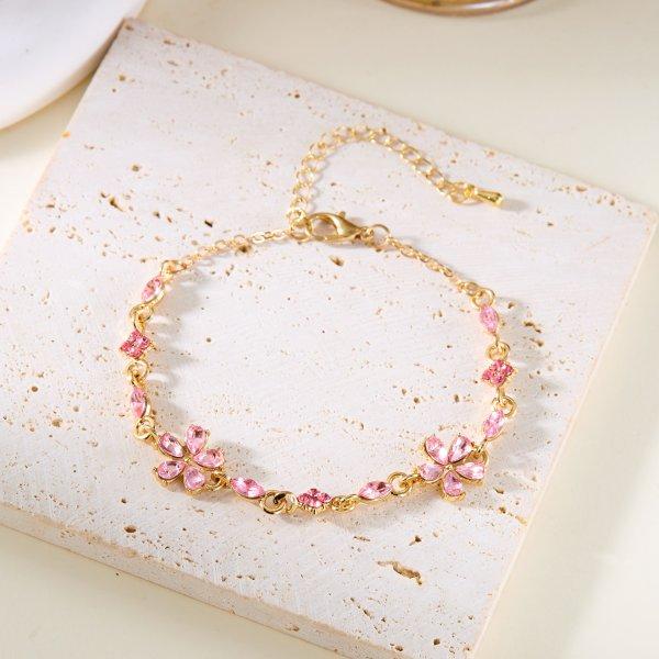 Elegant Crystal Flowers Bracelet For Women Y2K Sweet Moon Cherry Blossom Bow Zircon Bracelets Luxury Designer Jewelry Gift