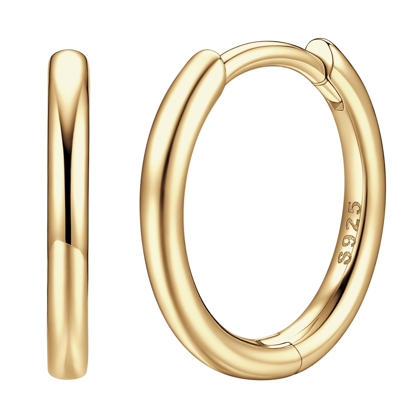 

[Suplight] Women s Pink Gold Hoop Earrings, Small Ring Earrings, Suitable for Men, Suitable for Continuous Wear, Hypoallergenic, Inner Diameter 8mm