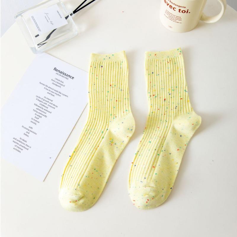 Chaussettes en coton pour femmes, printemps et automne, à nouer, fil idée ravissant, fines, couleur unie, à côtes cylindriques