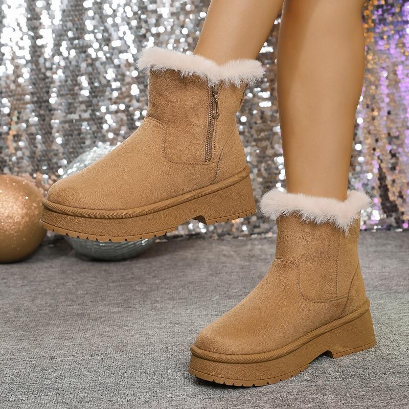 Foreign Trade Cloth Round Head Thick-soled Snow Boots Women's Autumn and Winter New Side Zipper Velvet Warm Short Cotton Boots