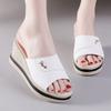 Soft leather slippers summer new versatile outer wear casual muffin heightening sandals fashionable one-word women's shoes