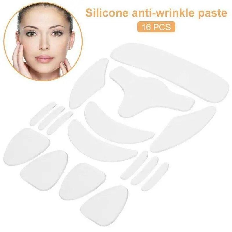 16Pcs Face Eye Patches Wrinkle Removal Face Lifting Beauty Tools Reusable Silicone Anti-wrinkle Face Forehead Cheek Chin Sticker