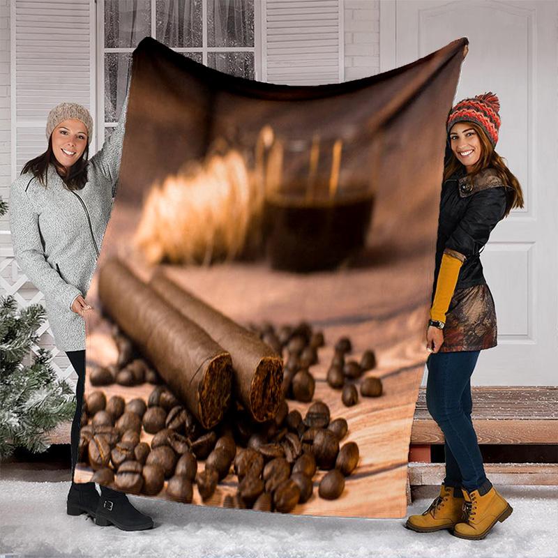 Coffee Bean Cigar Blanket Soft Comfortable All Seasons Perfect Sofa Office Naps Trips Birthday Gift Christmas Present