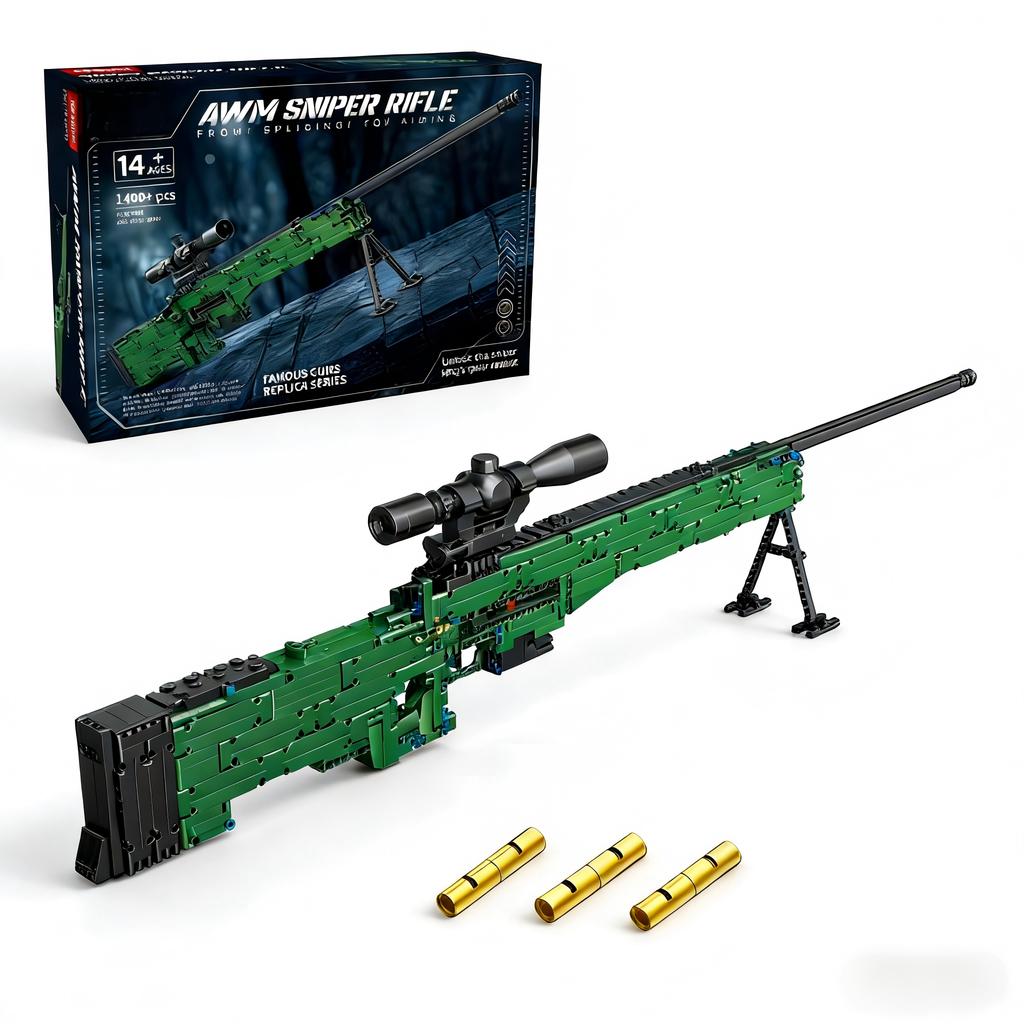 AWM & AK47 Scharfschützengewehr Bausteine Set - Detailliertes Replika Modellbausatz mit Ständer für Erwachsene Sammler DIY Projekt