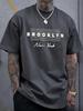 American style new Unisexs summer Brooklyn letter print soft and breathable round neck Tshirt outdoor urban street style top
