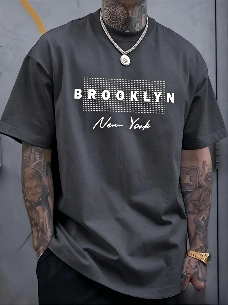American style new Unisexs summer Brooklyn letter print soft and breathable round neck Tshirt outdoor urban street style top