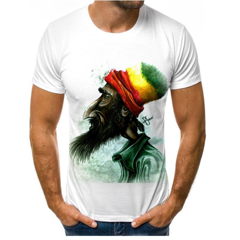 Round Neck 3D Character Pattern Print T-shirts Casual Short Sleeved Men's T-shirts - Soft Medium Stretch Polyester Fabric Summer Relaxed Fit Clothing