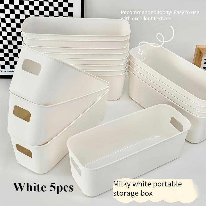 

White Stackable Plastic Storage Box with Handle – Versatile & Space-Saving Organizer for Home, Office, and Wardrobe – Home Organization, Stackable Box 5pcs белый