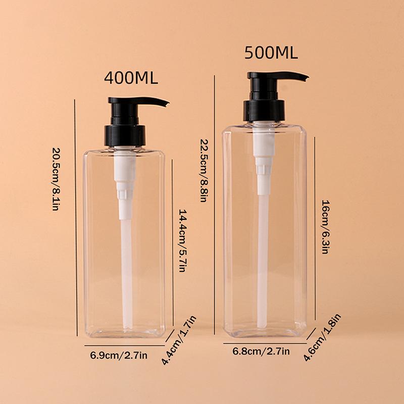 400/500ml Quadratische Badezimmer Seifenspender Nachfüllbarer Shampoo Duschgel Halter Tragbarer Reise Spender Leere Badezimmer Pumpe Flasche