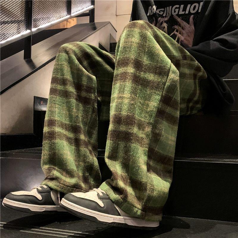 Spring And Autumn New Fashion Plaid Casual Pants Everyday Versatile Wide Leg Straight Pants Loose Casual Sports Pants Large Size