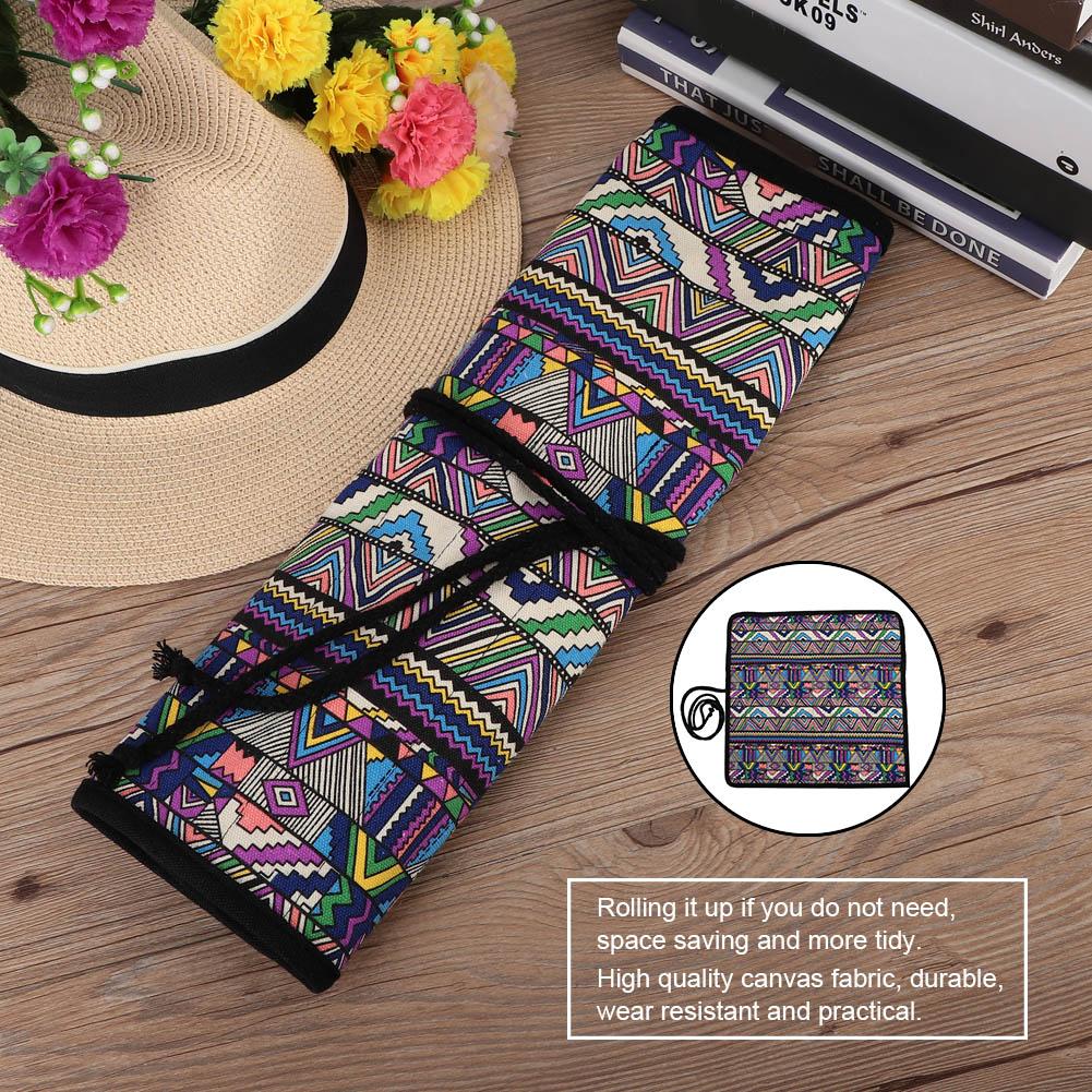 20 Holes Handmade Canvas Paintbrush Holder Paint Pen Case Stationery Pen Storage Pouch