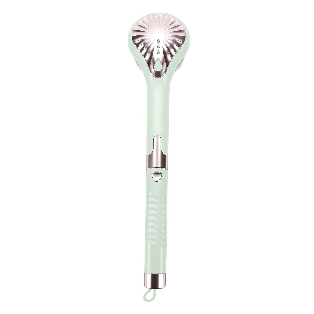 Electric Body Scrubber Water Proof 6 Brush Heads 3 Speed Settings Long Handle Soft Rechargeable Body Scrubber Green