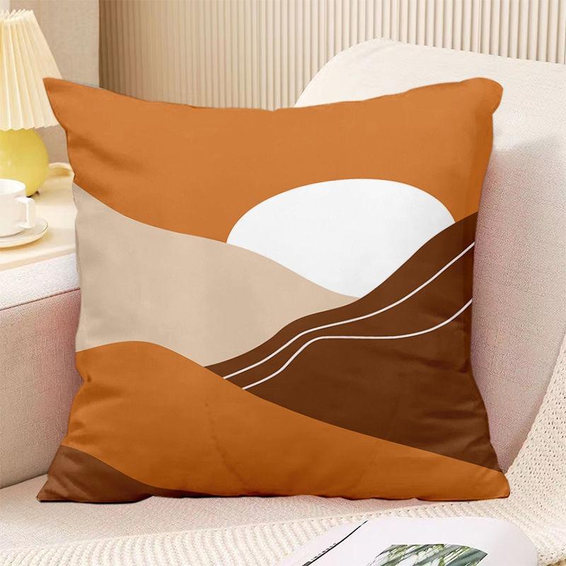Bedroom Living Room Square Cushion Pillowcase Orange Simple Print Decorative Pillowcase