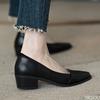 Fashion New Style Spring Elegant Sharp Pointed Single Shoes Women's Fashionable Versatile Pumps Shallow Mouth Women Thick Heel Shoes