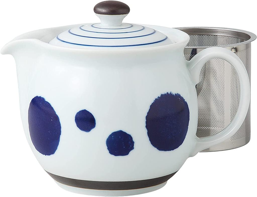 This 10cm Diameter, 450ml Teapot Features a Rounded Shape and Numerous Large and Small Circular Patterns. It Includes a Super-fine Stainless Steel