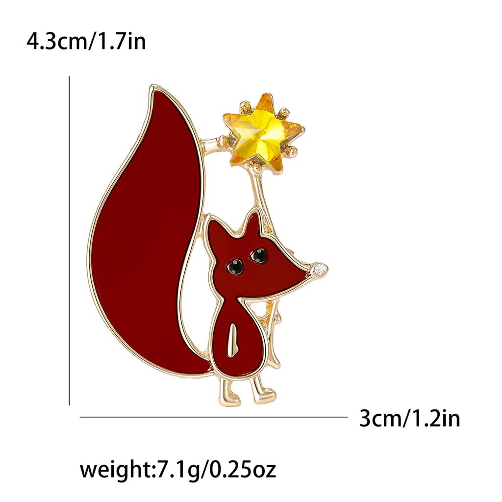 Cute Plate Fox Yellow Star Brooch Corsage Women'S Fashion High-End Temperament Accessories Pin Silk Scarf Buckle