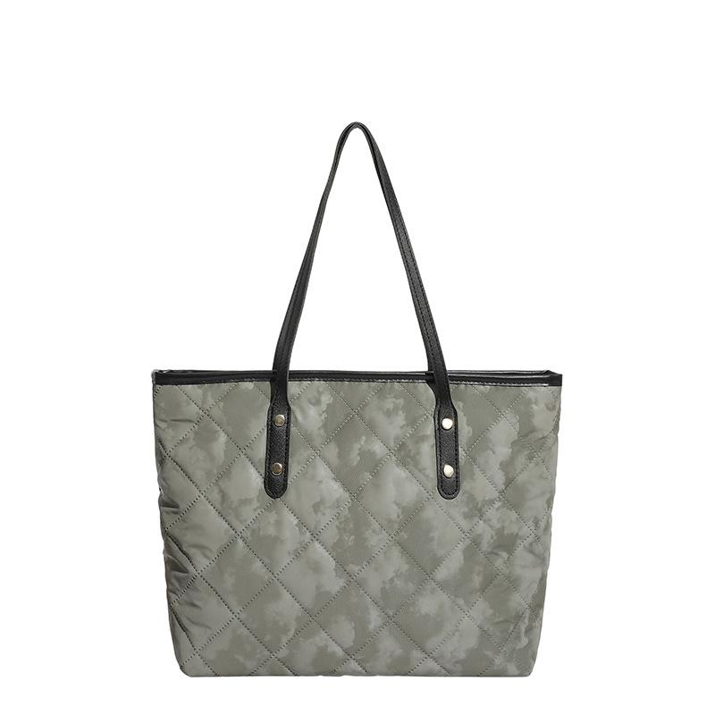 Simple oneshoulder tote bag, new student class largecapacity rhombus cotton bag, commuter bag