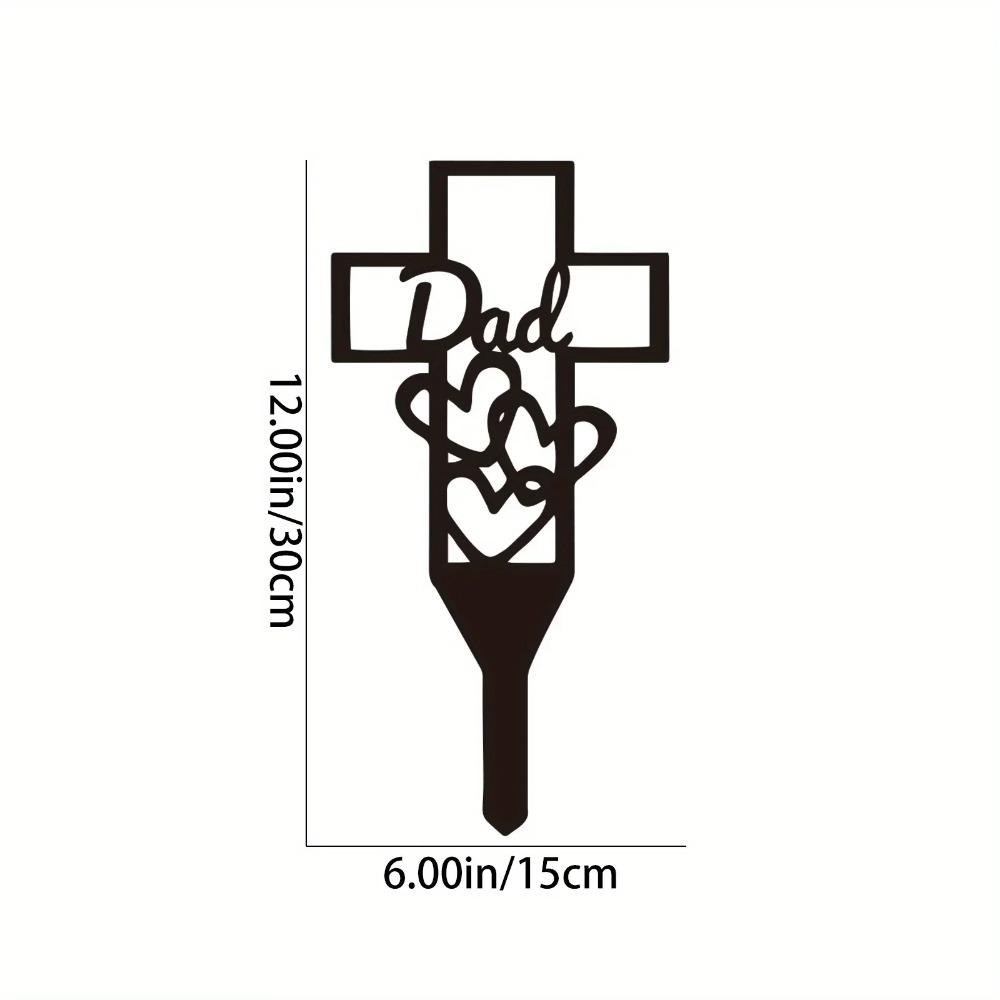 

Metal Memorial Cross Garden Stake, Elegant Remembrance Decor for Loved Ones, Outdoor Grave Marker Ornament with Hanging Design TY4400-02-Dad