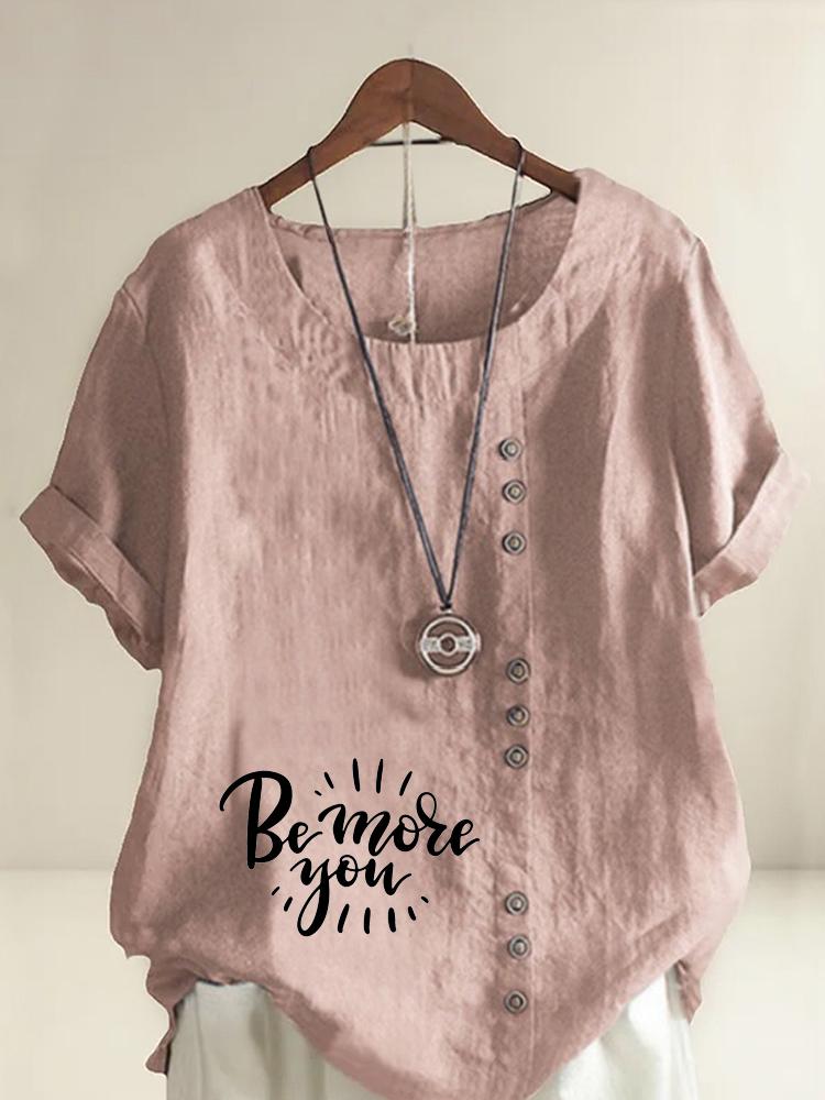 Women s Fashion Black Letters Print Shot Sleeve T-shirt Loose Cotton Shirt Casual Loose Summer Blouse Tops Plus Size S розовый