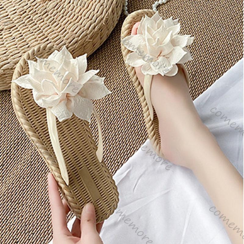 Fashion Comemore Flowers Flip Flops for Women Fashion Open Toe Light Flat Bottom Casual Women Slides Indoor Outdoor Women's Beach Shoes