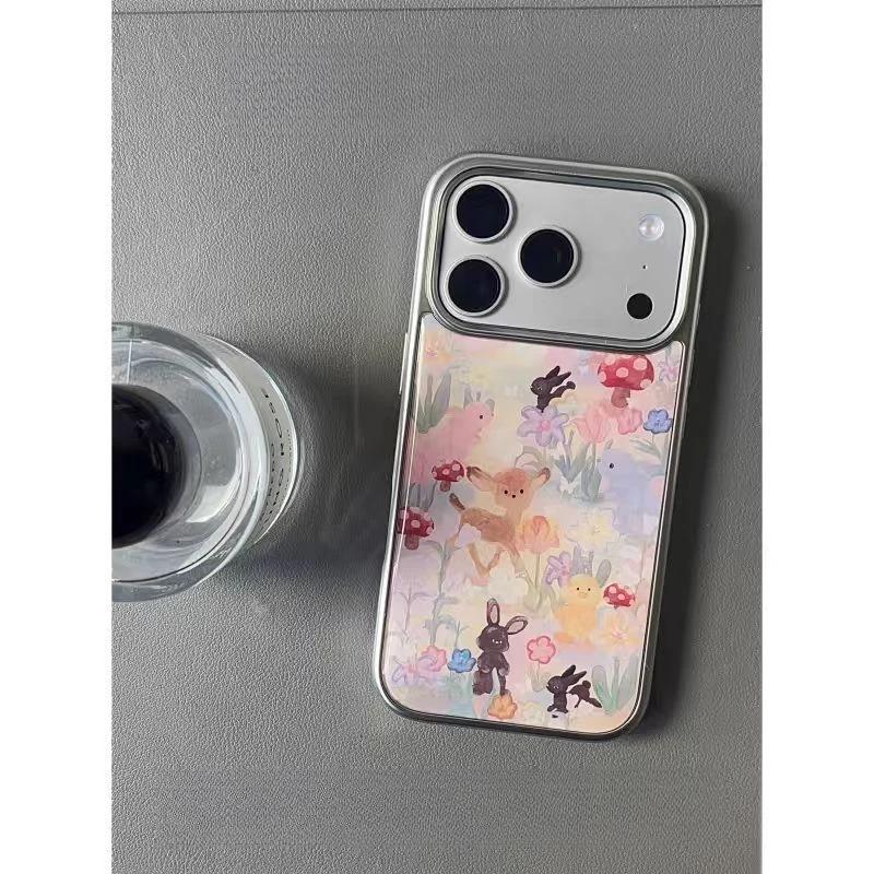 Cute Animal Garden Suitable for Apple 16/17promax Mobile Phone Case IP15 Epoxy Hydrating 14Pro Large Hole 13