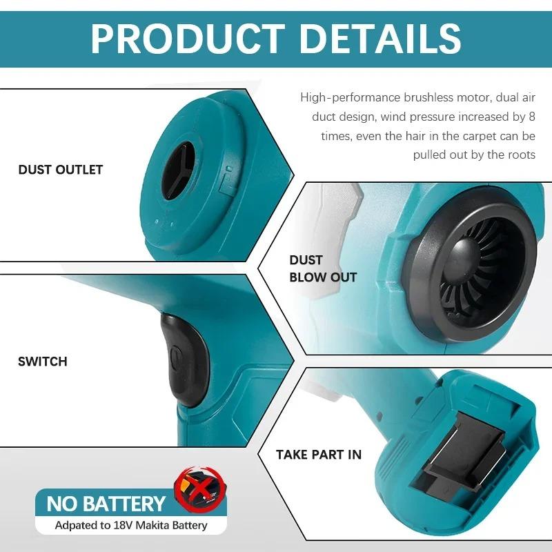 With 7 Nozzeles for 18V 20V Battery Strong Suction Mini Electric Vacuum Cleaner Wireless Handheld Home Cleaner Blower