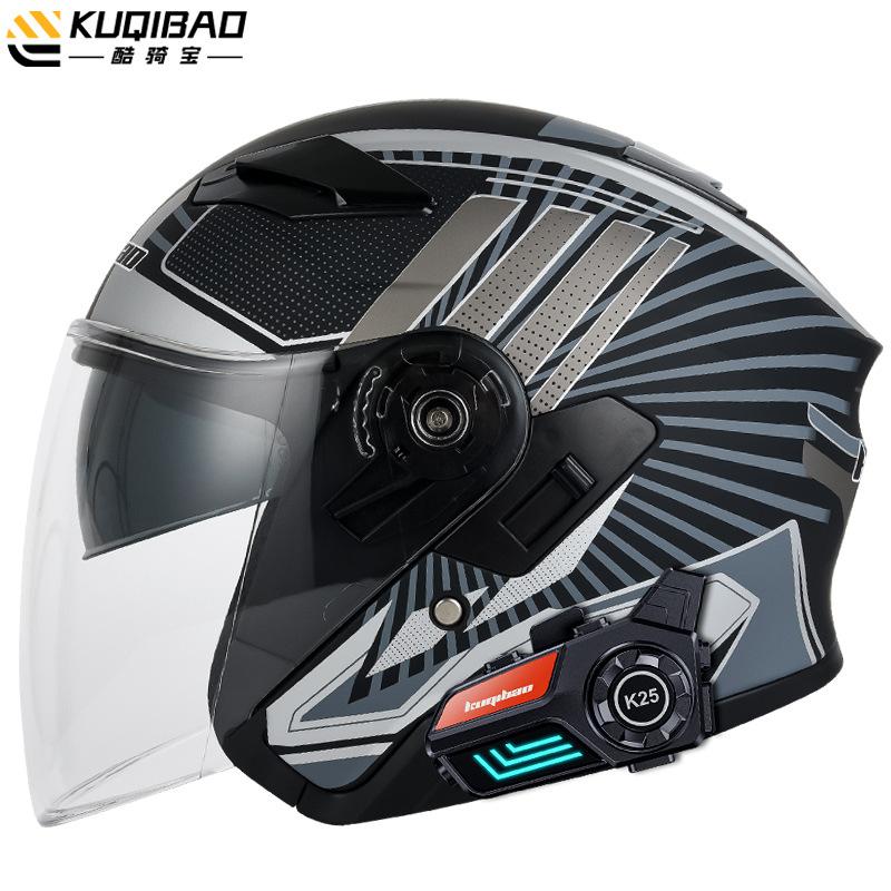 

Kuqibao Мотоциклетный шлем мужской и женский электромобильный полушлем рыцарский шлем с двумя линзами всесезонный универсальный M