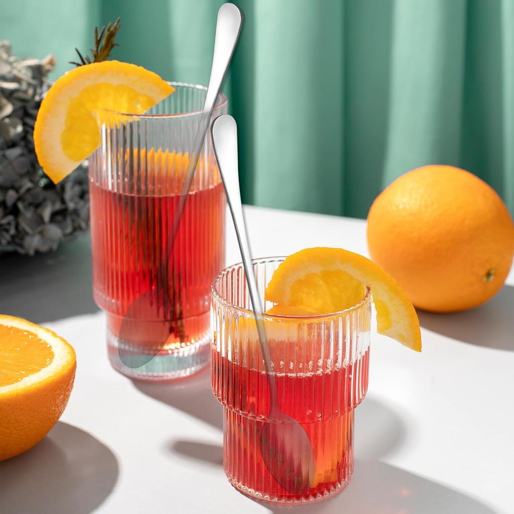 2 PCS Long Teaspoons for Stirring Ice Tea Spoons Stainless Steel Ice Cream Spoons Drink Mixing Spoon Long Silver Coffee Cocktail Mixing Spoon for