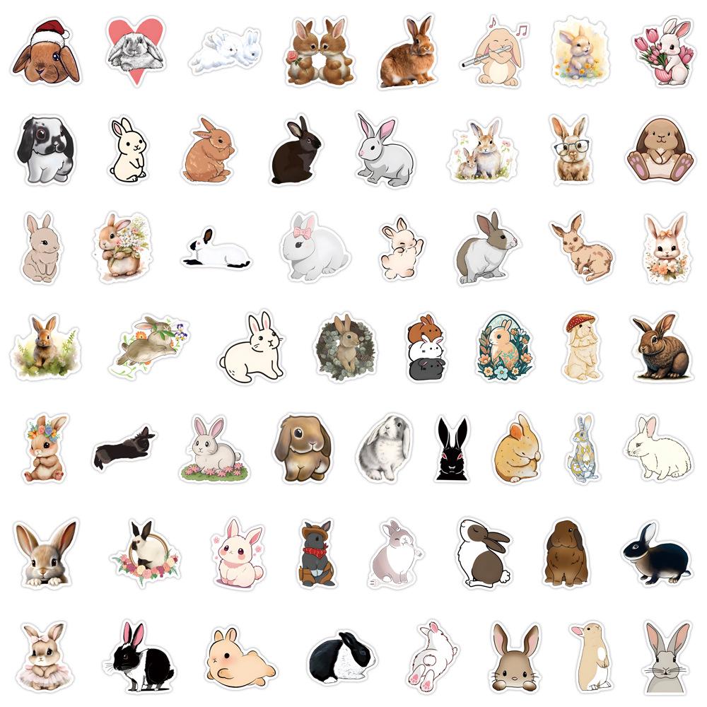 New Animal Series: Cute Rabbit Stickers for Suitcases, Stationery, and Water Cups (55-110 Sheets)