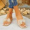 Sandales Pantoufles Vêtements d'extérieur d'été pour femmes 2025 Nouveau Léger avec Jupe Strass Plage Une Pantoufles
