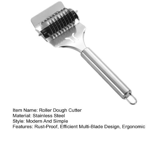 Yousheng Roller Noodle Cutter, Handheld Stainless Steel Pasta Slicer, Multifunctional Dumpling Wrapper Maker, Kitchen Dough Tool
