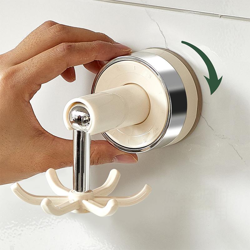 Wall Mounted 360° Rotating Folding Hook Powerful Punch-Free Kitchen Utensil Holder Space-Saving Traceless Wall Hook For Home