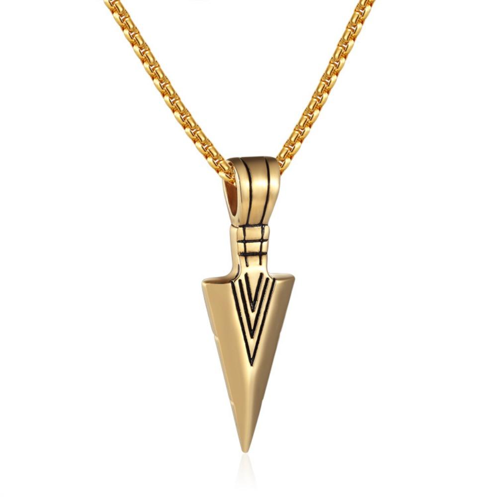Stainless Steel Cast Arrow Pendant, Titanium Steel Men's Necklace, Personalized Spearhead Pendant, Punk Accessories