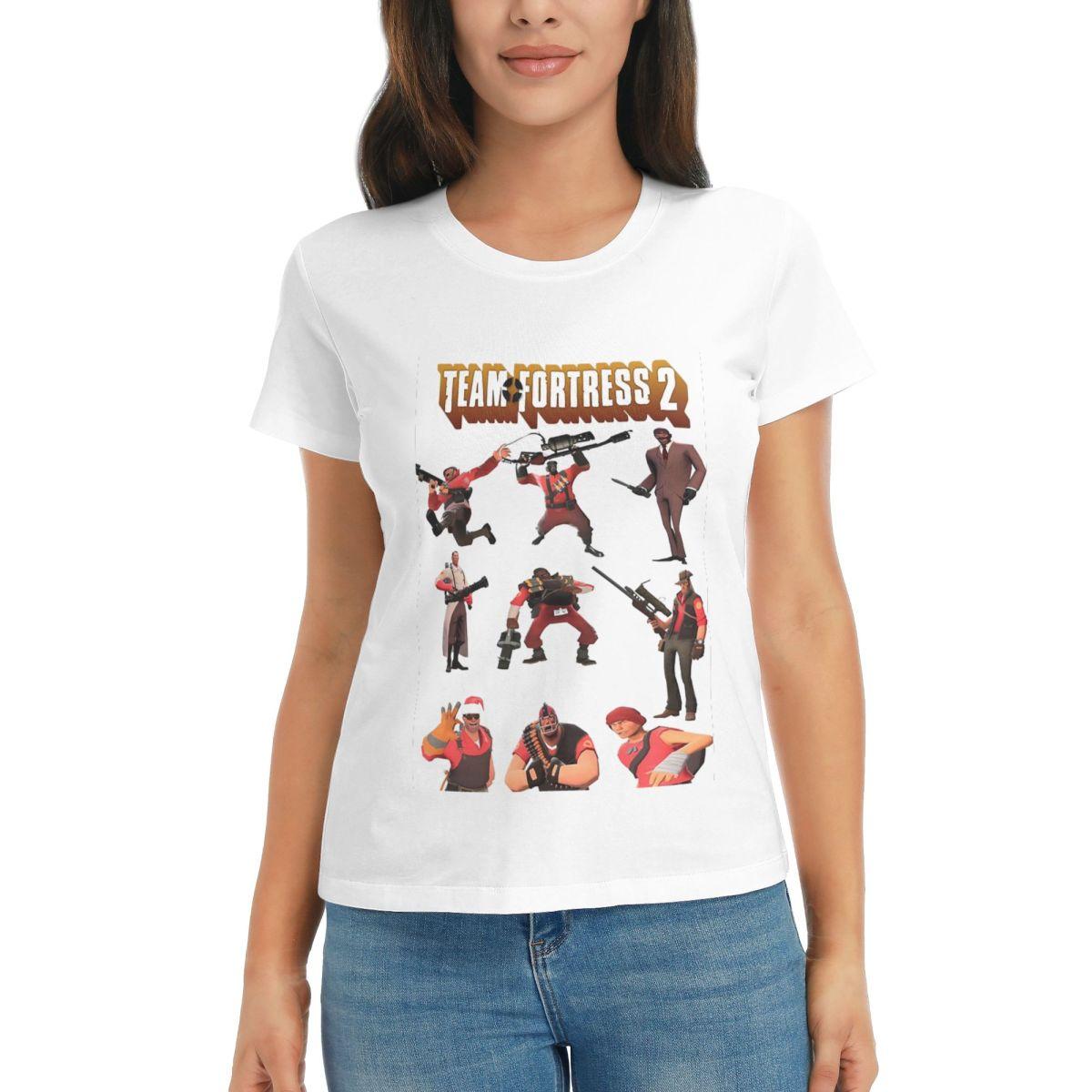 

ЖЕНСКАЯ Футболка Team Fortress 2 TF2 Логотип Летняя с коротким рукавом Круглый вырез Хлопковые футболки Одежда Топы Уличная мода S