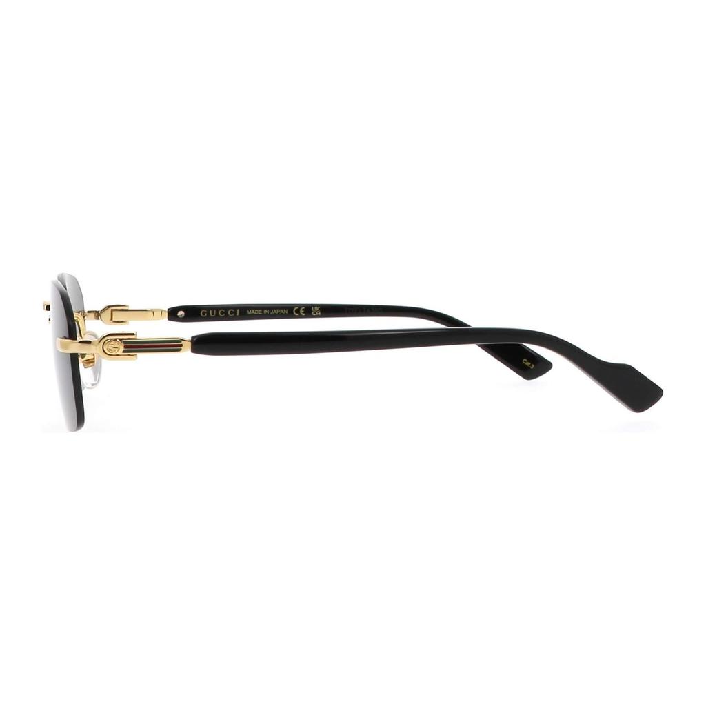 Gucci Logo Irregular Shape Sunglasses Men Sunglasses Gold GG1221S001GOLDBLACKGREY001