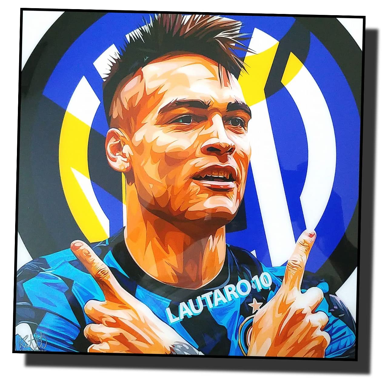Famous Popart Gallery Lautaro Martinez Inter Milan International Football Art Panel Wooden Wall Hanging Poster for Interior Decor Football Goods (26*2