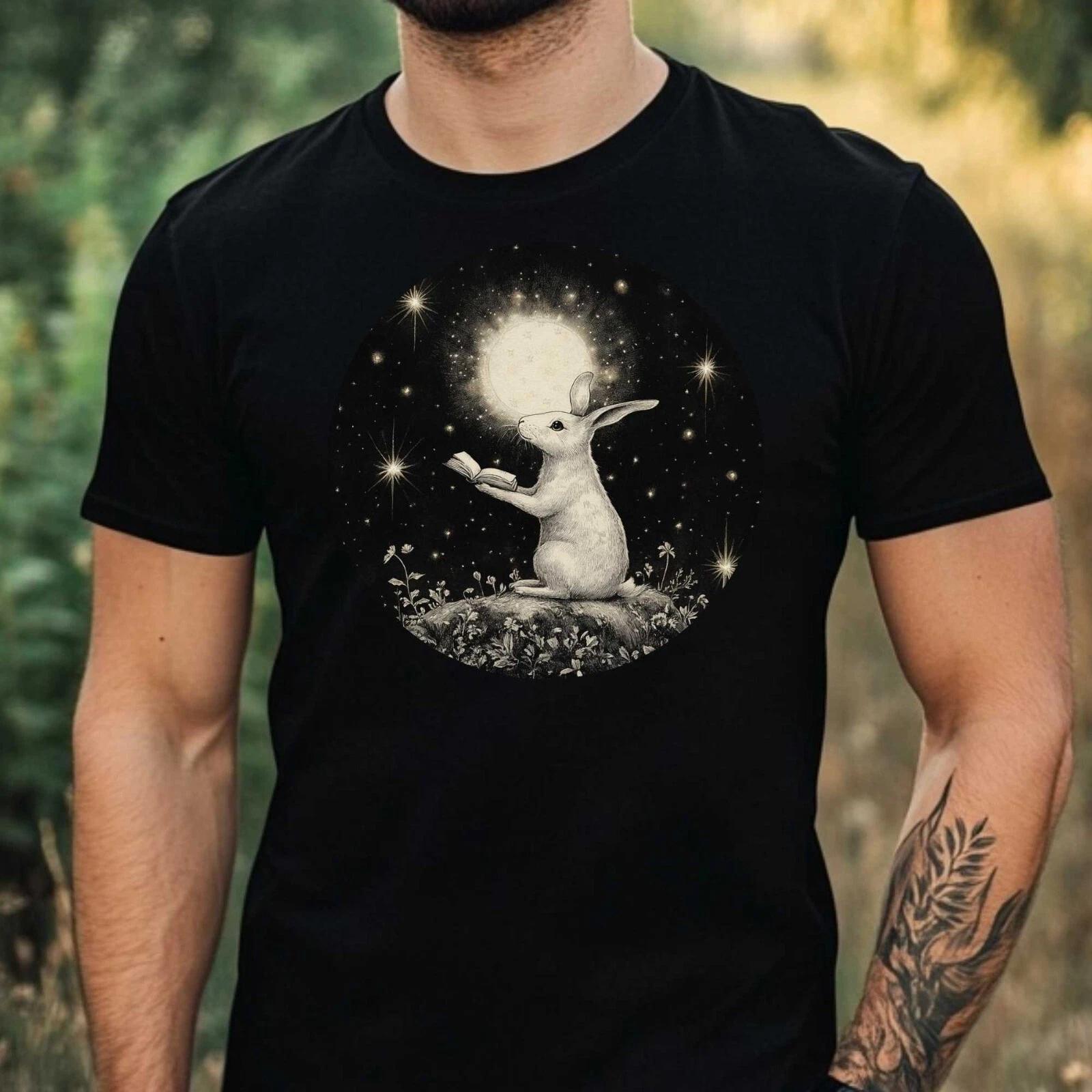 T-Shirt Herren Hase im Mondlicht Motiv Baumwolle Größe XS bis 5XL M