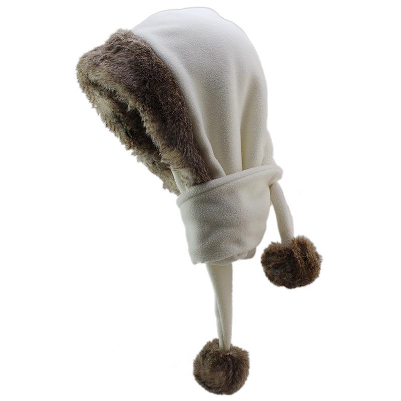 Parent-child Double Ball Cap Thickened Fleece Warm Hat Scarf Integrated Large Fur Collar Winter Hat Outdoor Little Red Riding Hood