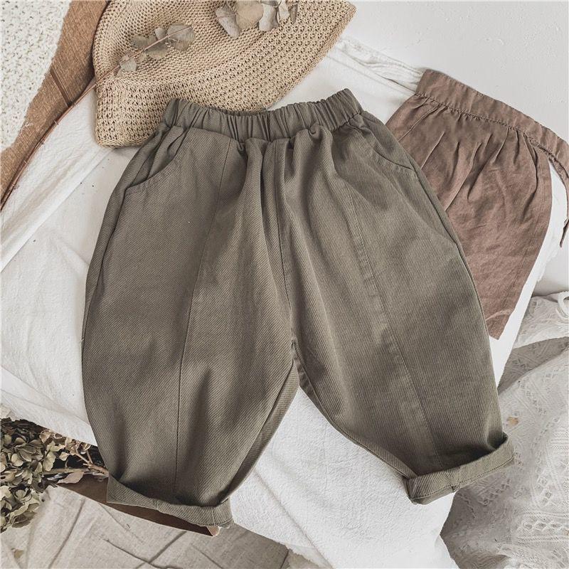 Autumn Baby Retro Pocket Dungarees Loose Girl Children Casual Pants Boy Kids Fashion Trousers Cotton Clothes