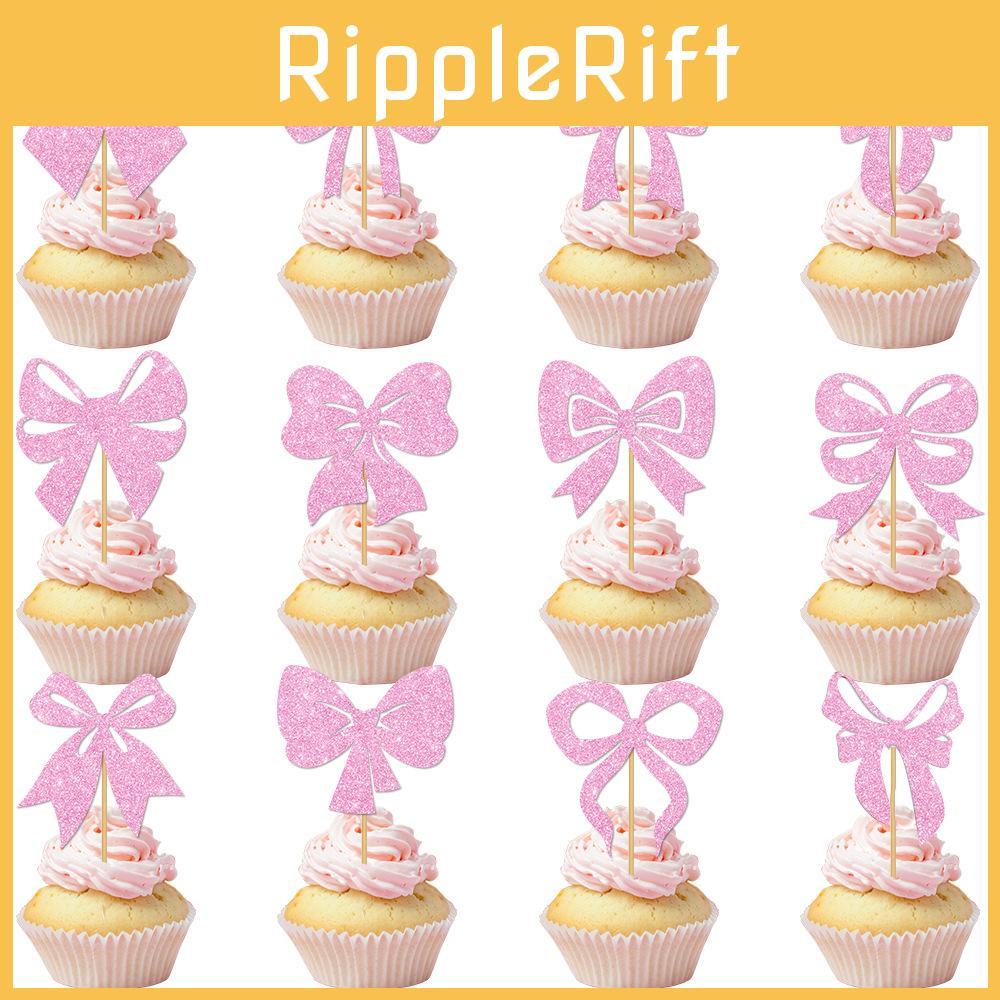 Creative Bow Birthday Sparkling Paper Flag Cake Decoration Plugin Party Props