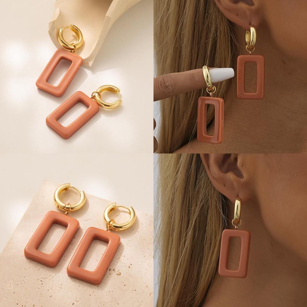 Exquisite Square Resin Earrings For Women 2023 Fashion With Copper