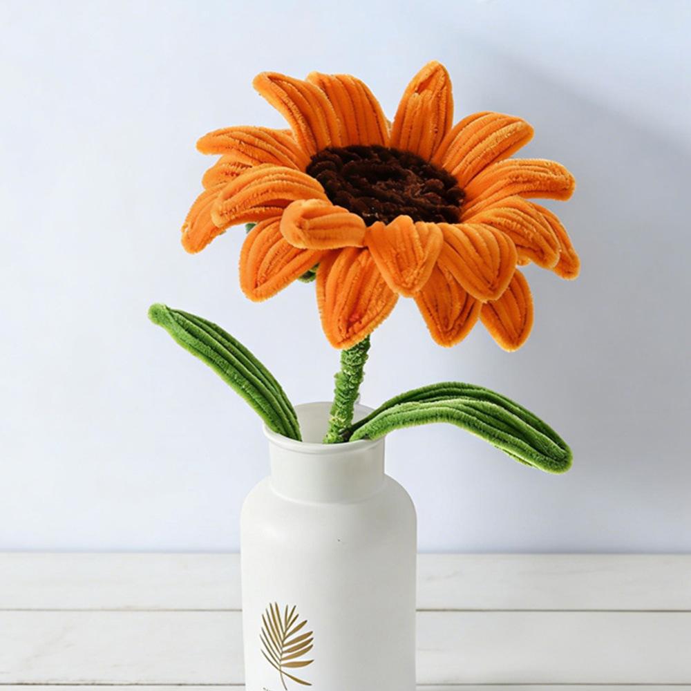 1 Stück Sonnenblume Fertigprodukt, Pfeifenreiniger, handgefertigte gewebte künstliche Blume, geeignet als Abschlussgeschenk oder Feiertagsgeschenk für Lehrer.