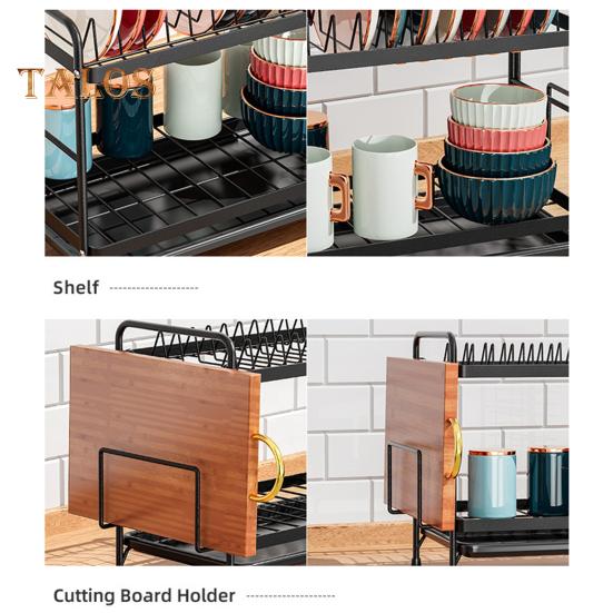 Abtropfgestell mit Abtropfschale, großes Fassungsvermögen, einfache Installation, Mehrzweck-Geschirrtrocknerständer für die Küchentheke, Utensilienhalter