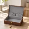Dust-Proof Walnut Jewelry Box with Hinged Lid Sturdy Lockable Storage