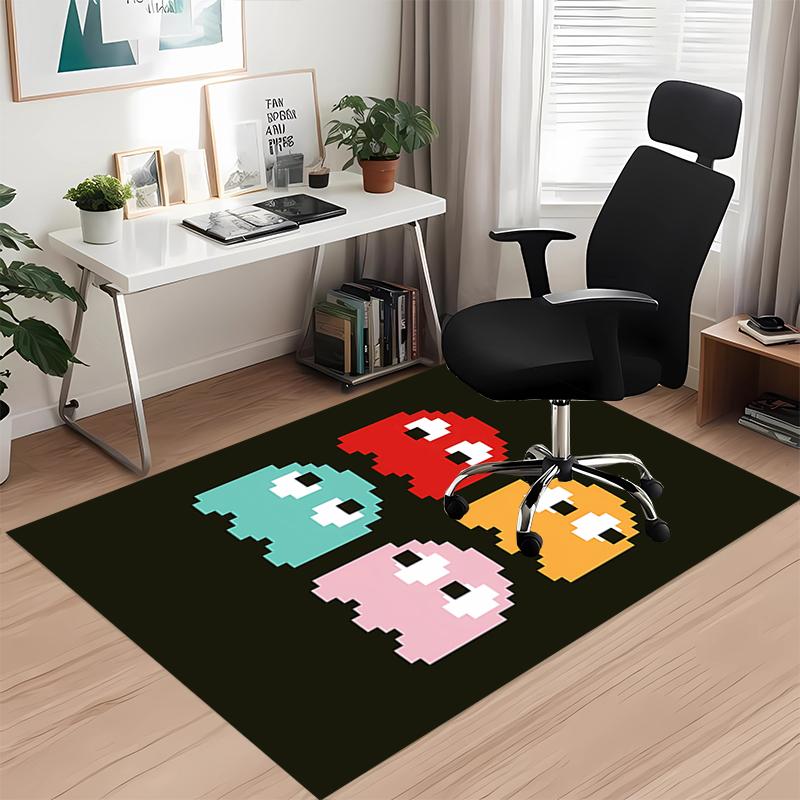 Pac-Man Printed Carpet, for Office Chair Living Room Bedroom Kitchen Room Decor Gifts.
