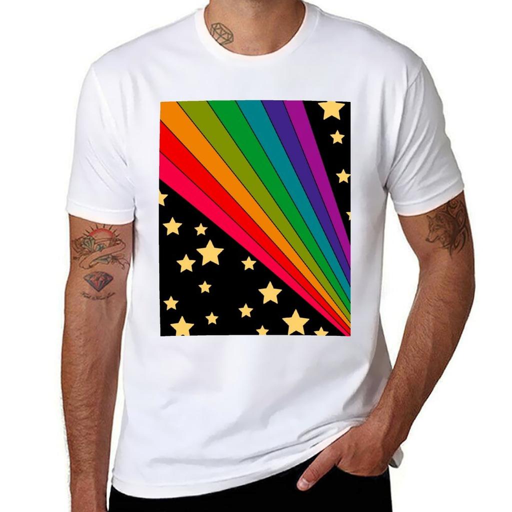 Stars And Rainbow Tshirt Large Size Casual Tee Shirt