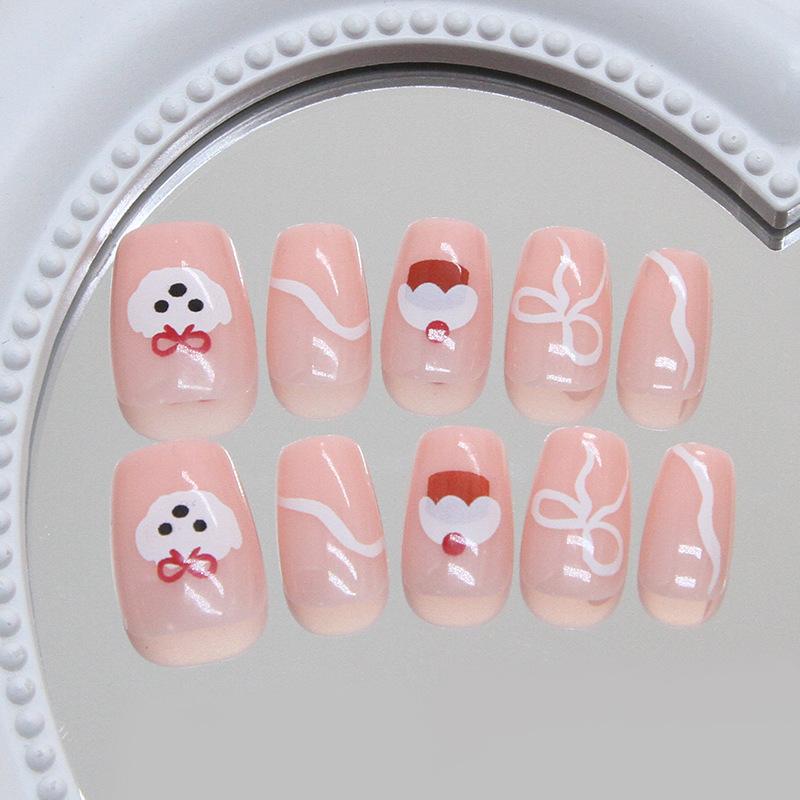 Cute short cartoon animal ripple bow vitality girl versatile detachable wearable nail art 30 pieces
