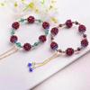 1Pcs Natural Garnet Bracelet With Multiple Circles Fashionable Pomegranate Jewelry Stone Grape Tourmaline Weaving Exquisite Ball