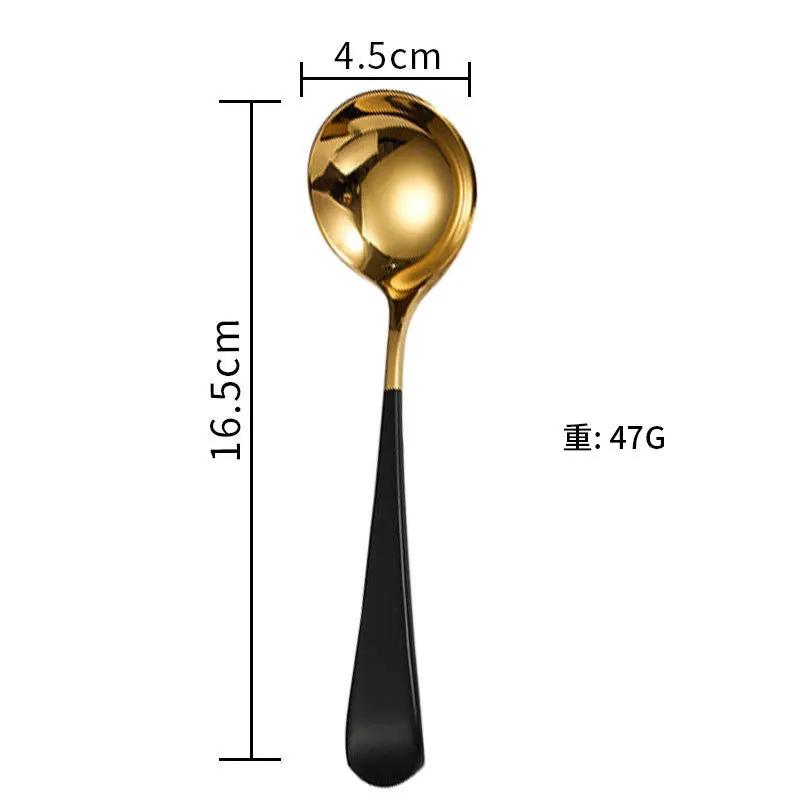 304 Stainless Steel Smooth Premium Spoon Multiple Colors Cute Dessert Spoon for Home Use Round Head Thick Gold Silver Spoon